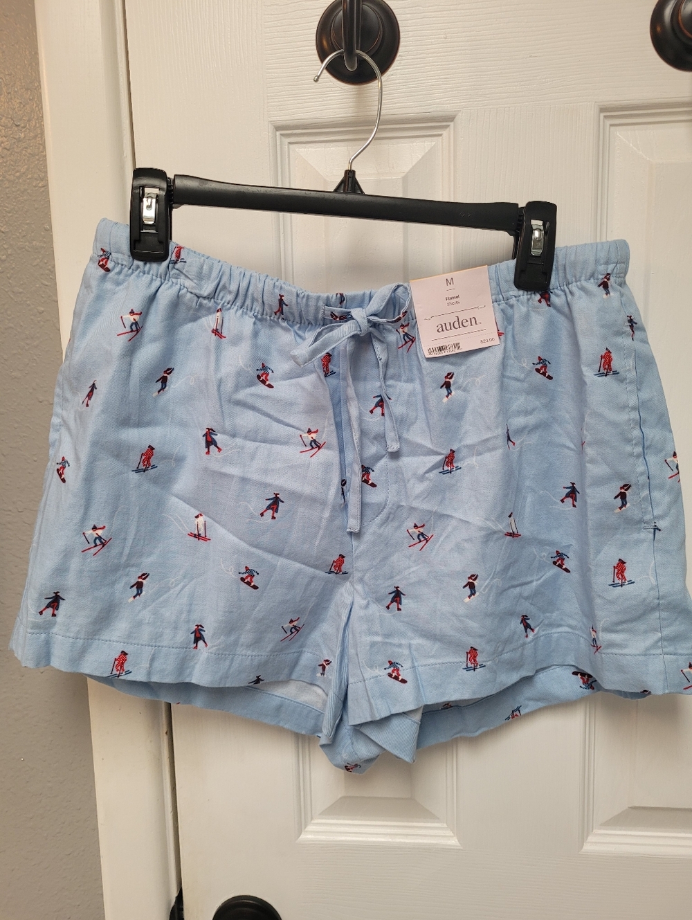 Auden Women's Blue Skiing Winter Sports Flannel Pajama Shorts Sz M